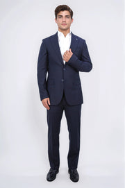 Slim fit mono yaka lacivert takım elbise